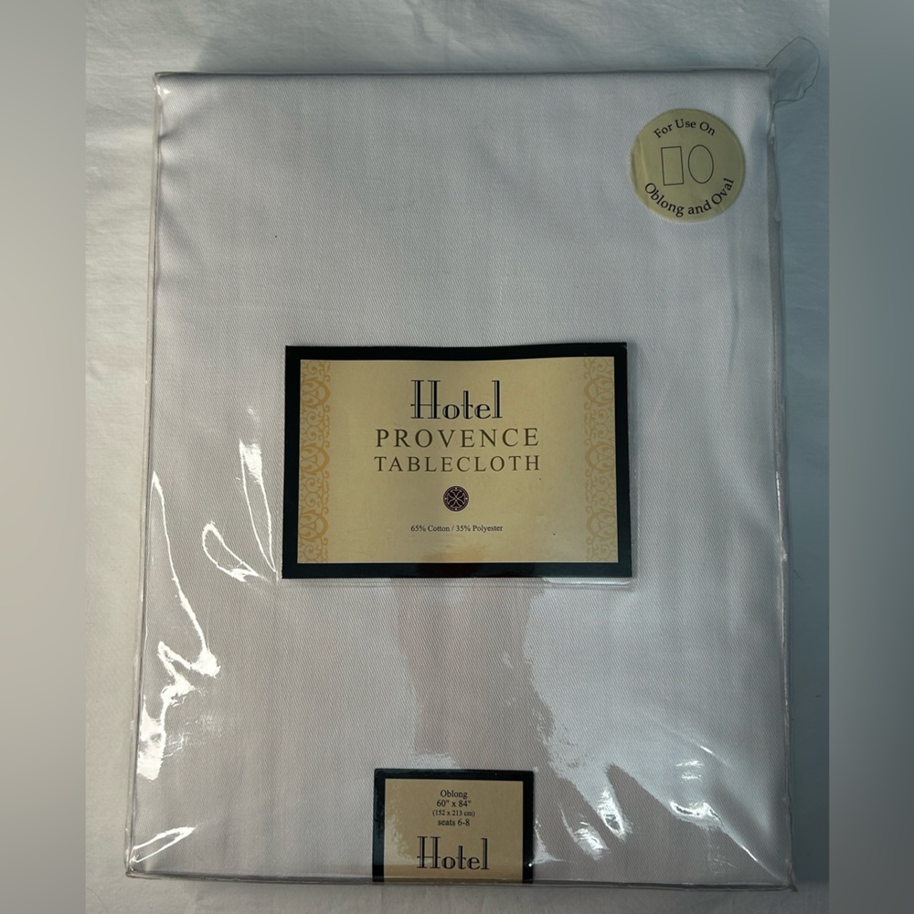 HOTEL PROVENCE OBLONG WHITE TABLECLOTH NEW